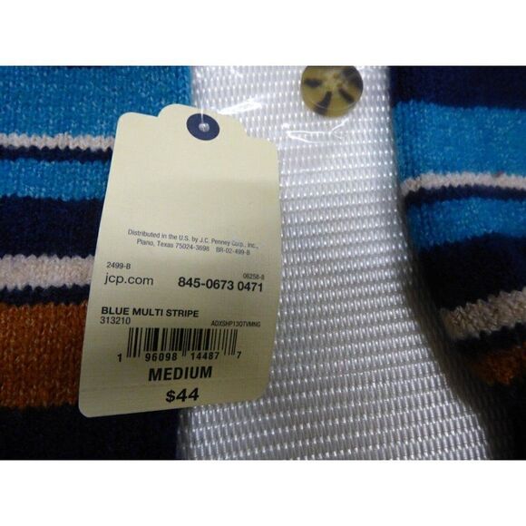 St. John’s Bay women’s Mock Neck, Button Back Striped Sweater, M - Picture 7 of 9